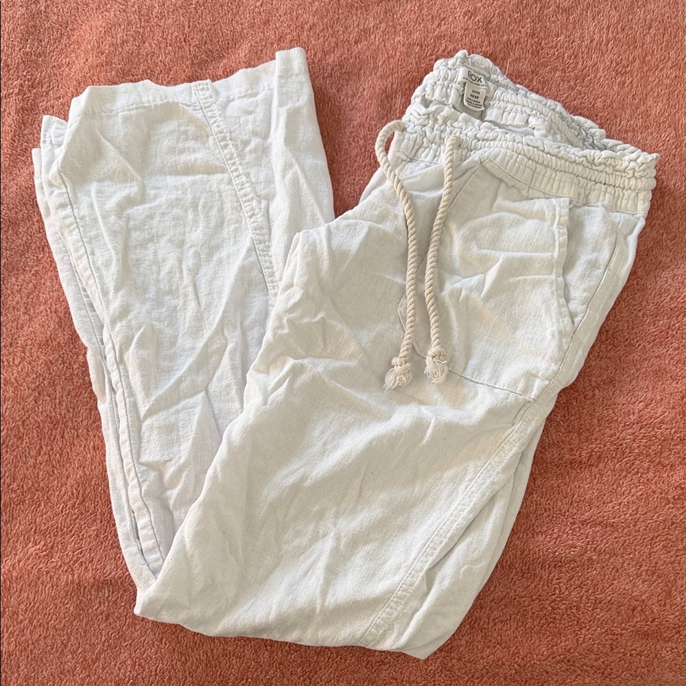 Roxy White Linen Pants